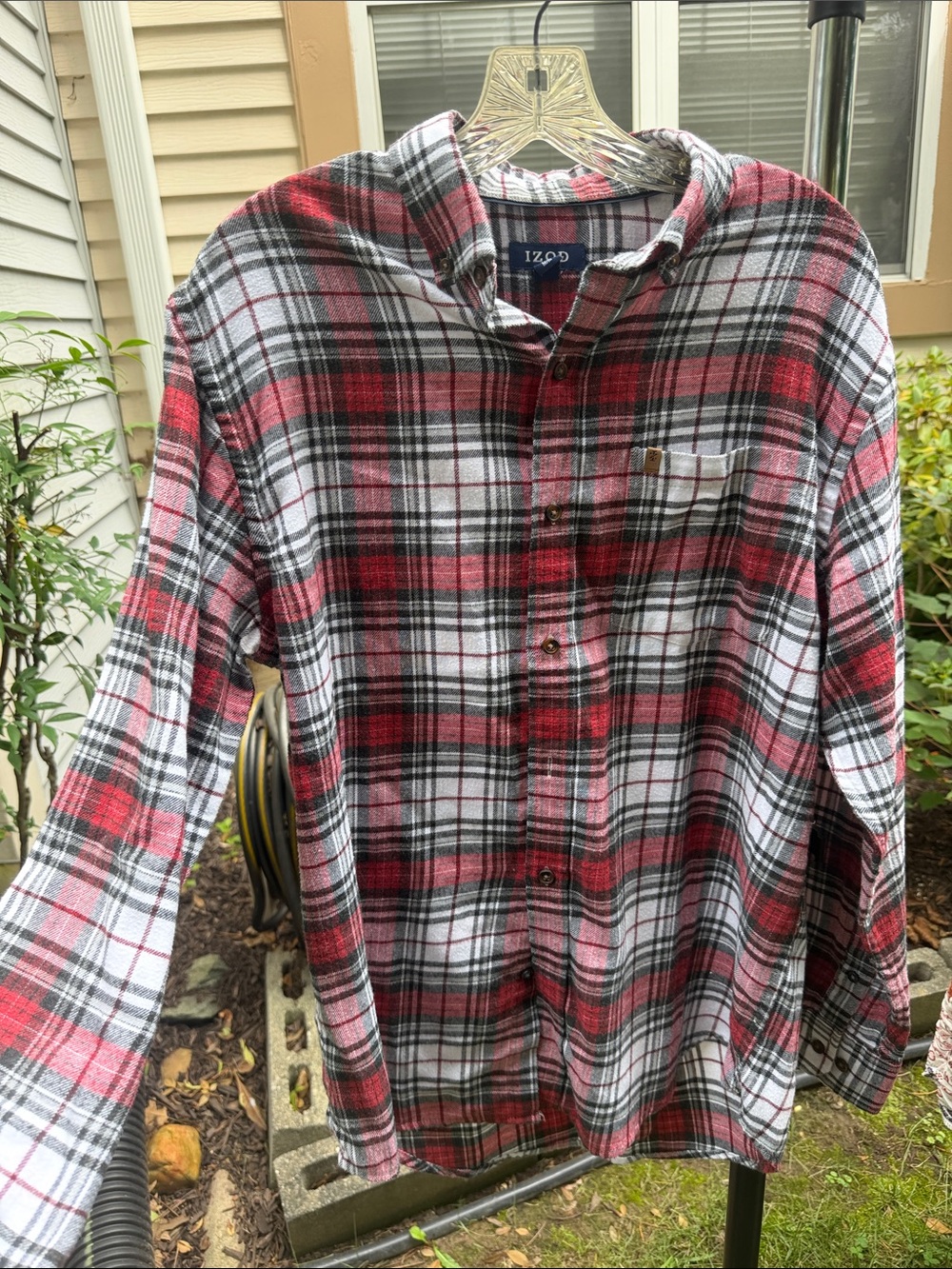 Izod Red, White & Black Plaid Button-Down Shirt